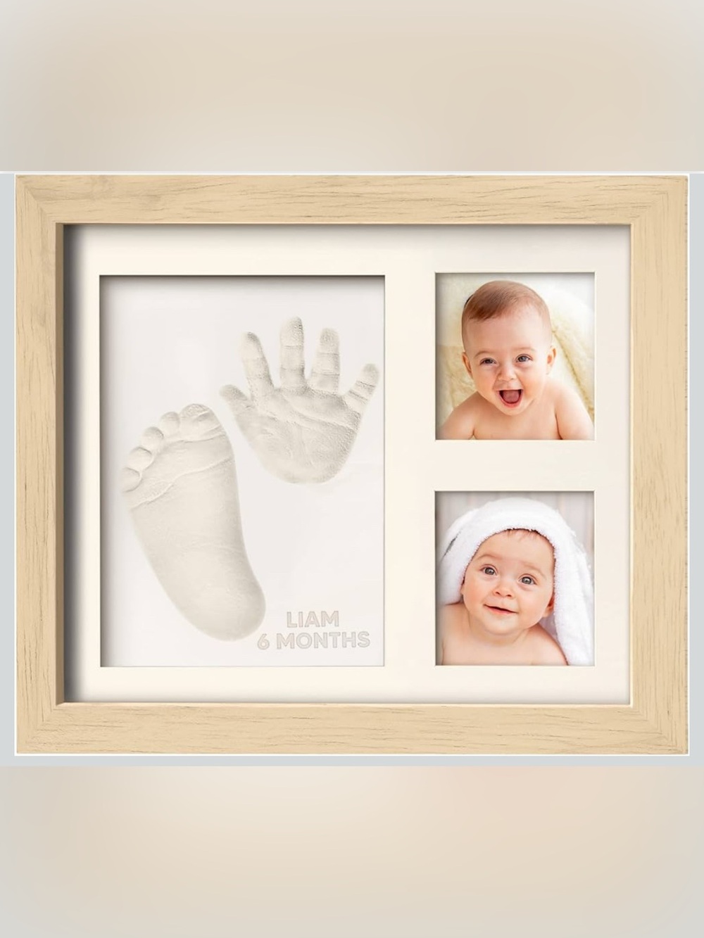 KeaBabies SOLO Baby Handprint & Footprint Keepsake Frame in Ash Wood 11”x8.8”